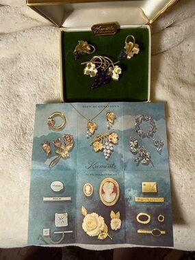 Mid-century 14 Kt Gold Overlay Amethyst Brooch with Matching Earrings
